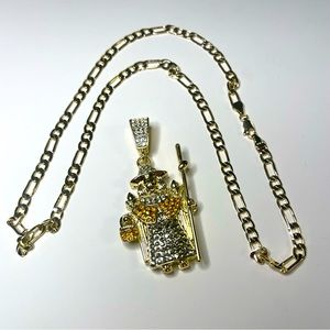 22-inch link chain with gold plated diamond pendant